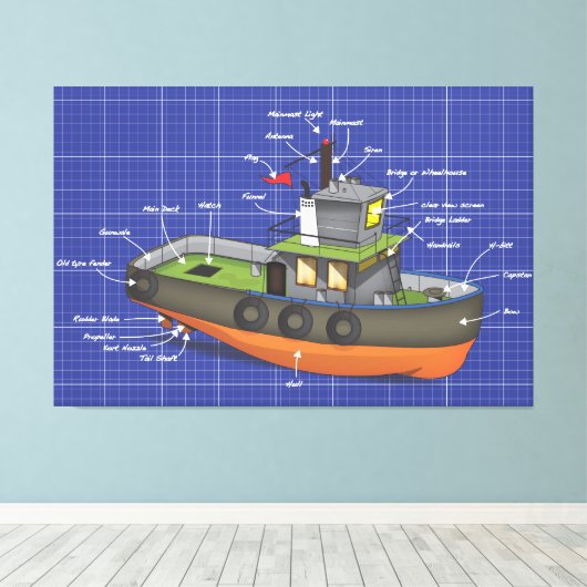 Sleepboot Canvas Afdruk (Insitu (Houten vloer))