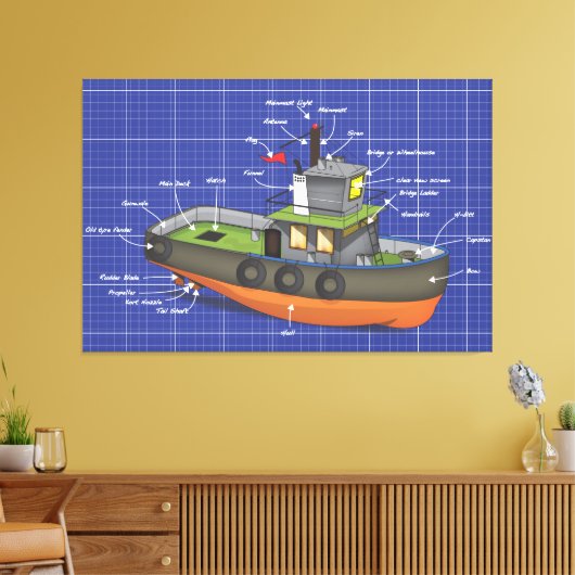 Sleepboot Canvas Afdruk (Insitu (Woonkamer))