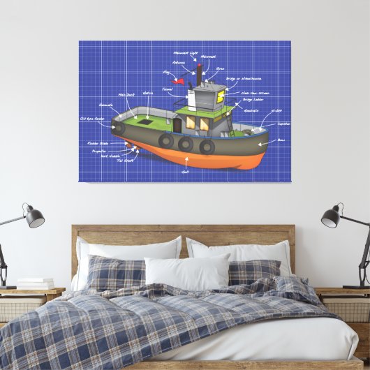 Sleepboot Canvas Afdruk (Insitu (Slaapkamer))