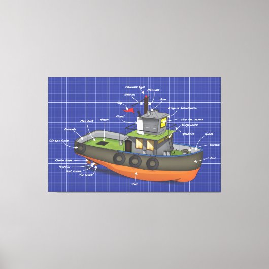 Sleepboot Canvas Afdruk (Voorkant)