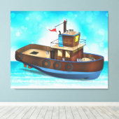 Sleepboot Canvas Afdruk (Insitu (Houten vloer))