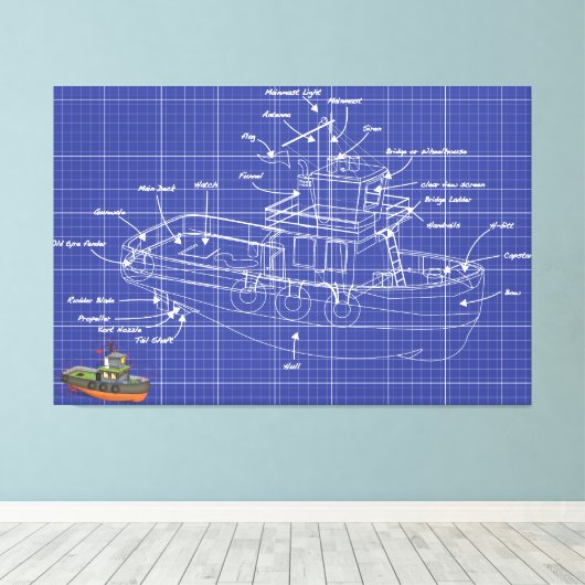 Sleepboot Canvas Afdruk (Insitu (Houten vloer))