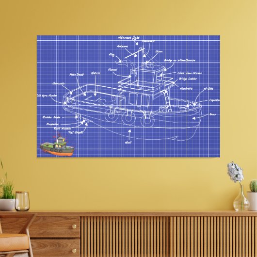 Sleepboot Canvas Afdruk (Insitu (Woonkamer))