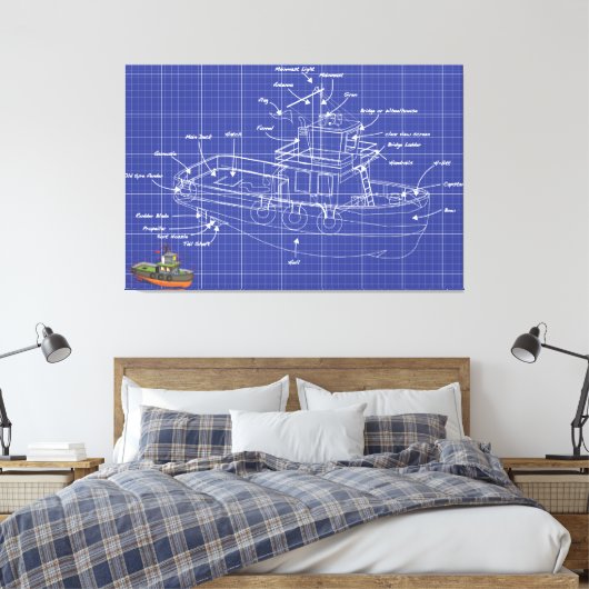Sleepboot Canvas Afdruk (Insitu (Slaapkamer))