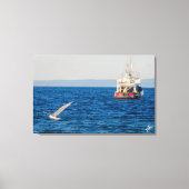 Sleepboot en vogel op Mutiny Bay #2 Canvas Afdruk (Voorkant)