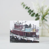 sleepboot feestdagenkaart (Staand voorkant)