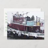 sleepboot feestdagenkaart (Voorkant / Achterkant)