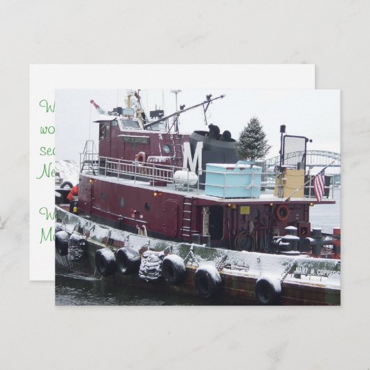 sleepboot feestdagenkaart (Voorkant / Achterkant)