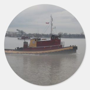 Sleepboot in de Mist Ronde Sticker