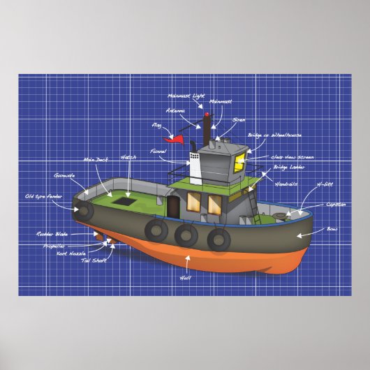 Sleepboot Poster (Voorkant)