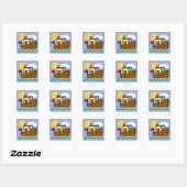 Sleepboot Zonnige Dag Vierkante Sticker (Vel)