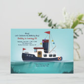 sleepbootuitnodiging kaart (Staand voorkant)