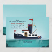 sleepbootuitnodiging kaart (Voorkant / Achterkant)