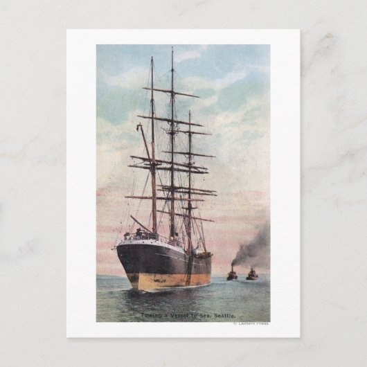 Sleepboten Een schip naar Zee slepen Briefkaart (Voorkant)