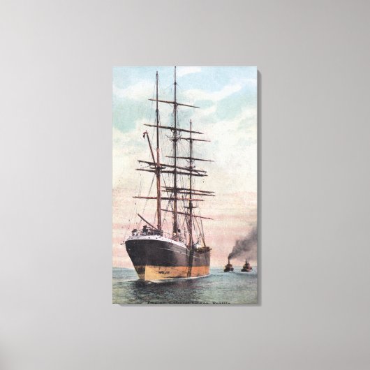 Sleepboten Een schip naar Zee slepen Canvas Afdruk (Voorkant)