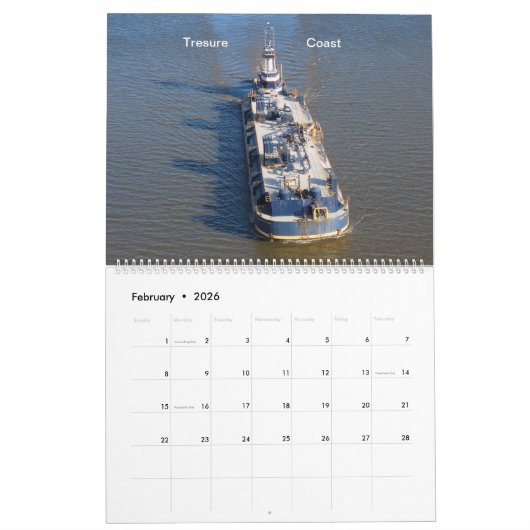 Sleepboten gezien vanaf de loopbrug over de Hudson Kalender (Feb 2026)