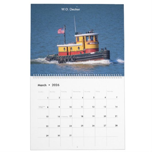Sleepboten op de Hudson River Running Light 2024 Kalender (Mar 2026)