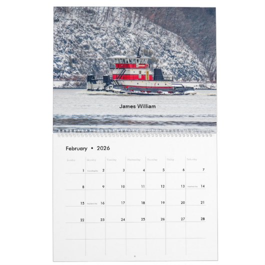 Sleepboten op de Hudson River Running Light 2024 Kalender (Feb 2026)