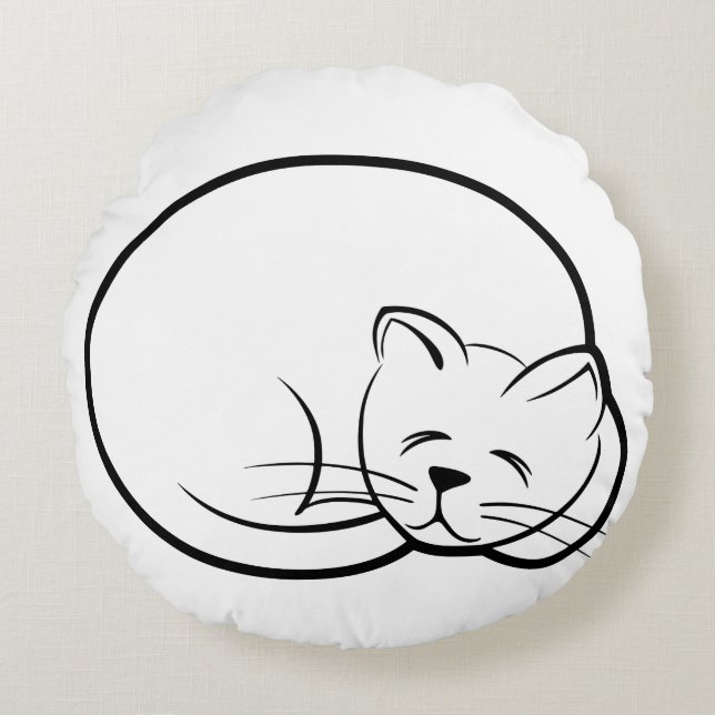 SLEEPENDE CAT DOLL ROUND PILLOW ROND KUSSEN (Voorkant)