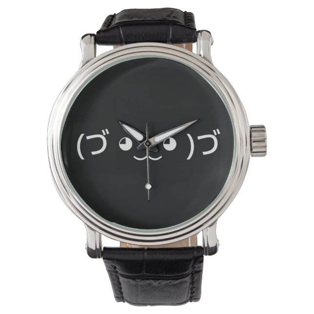 Sleepende emoticon (づ ◕ ‿ ◕) づ Japanse Kaomoji Horloge (Voorkant)