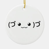 Sleepende emoticon (づ ◕ ‿ ◕) づ Japanse Kaomoji Keramisch Ornament (Voorkant)