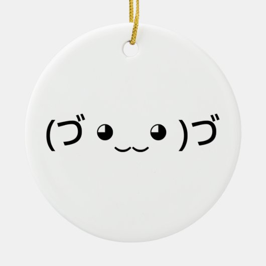 Sleepende emoticon (づ ◕ ‿ ◕) づ Japanse Kaomoji Keramisch Ornament (Voorkant)