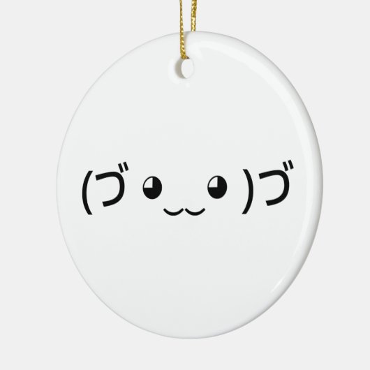 Sleepende emoticon (づ ◕ ‿ ◕) づ Japanse Kaomoji Keramisch Ornament (Links)