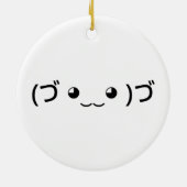 Sleepende emoticon (づ ◕ ‿ ◕) づ Japanse Kaomoji Keramisch Ornament (Achterkant)