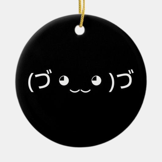 Sleepende emoticon (づ ◕ ‿ ◕) づ Japanse Kaomoji Keramisch Ornament (Voorkant)