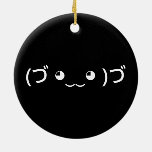 Sleepende emoticon (づ ◕ ‿ ◕) づ Japanse Kaomoji Keramisch Ornament (Achterkant)