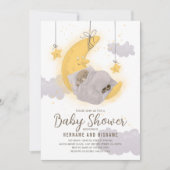 Sleepende Teddy Bear Moon Stars Neutraal Baby show Kaart (Voorkant)