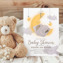 Sleepende Teddy Bear Moon Stars Neutraal Baby show