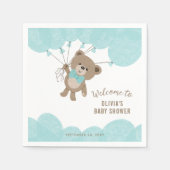 Sleepende Teddy Bear Moon Stars Neutraal Baby show Servet (Voorkant)