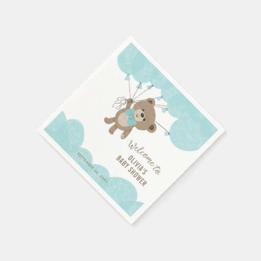 Sleepende Teddy Bear Moon Stars Neutraal Baby show Servet (Hoek)