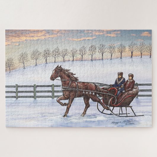 Sleepgordels, paarden en buggy Ride Legpuzzel (Horizontaal)