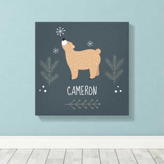 Sleepig Beer Canvas Afdruk (Insitu (Houten vloer))