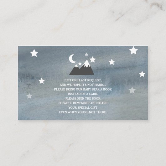 Sleepig Beer Keub Neutraal Baby shower Book Reques Informatiekaartje (Achterkant)