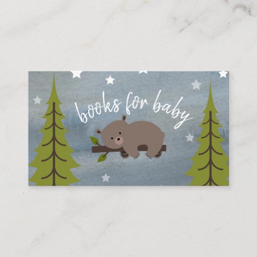 Sleepig Beer Keub Neutraal Baby shower Book Reques Informatiekaartje (Voorkant)