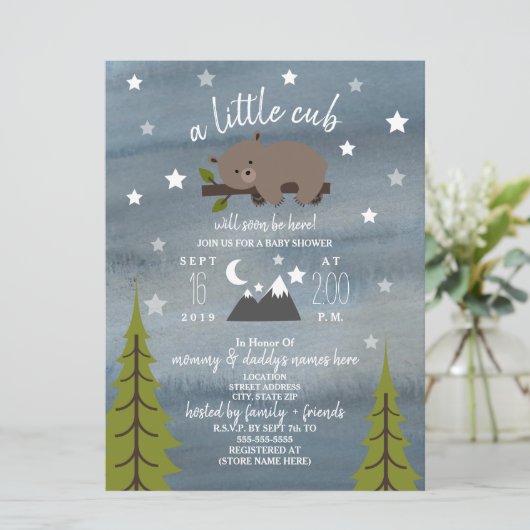 Sleepig Beer Keuter Neutraal Baby shower 6,5 x 8,7 Kaart (Staand voorkant)