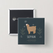 Sleepig Beer Vierkante Button 5,1 Cm (Voorkant /achterkant)