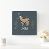 Sleepig Beer Vierkante Klok (Huis)