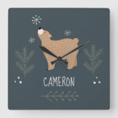 Sleepig Beer Vierkante Klok (Voorkant)