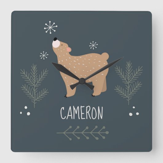 Sleepig Beer Vierkante Klok (Voorkant)