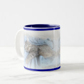 Sleepig Kat Tweekleurige Koffiemok (Voorkant links)