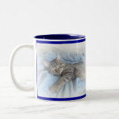 Sleepig Kat Tweekleurige Koffiemok (Links)