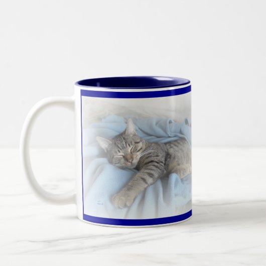 Sleepig Kat Tweekleurige Koffiemok (Links)