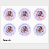 Sleeping African American Baby Girl Seashell Ronde Sticker (Vel)