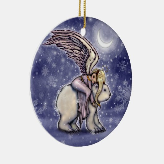 Sleeping Angel op Polar Beer Kerstkunst Keramisch Ornament (Rechts)