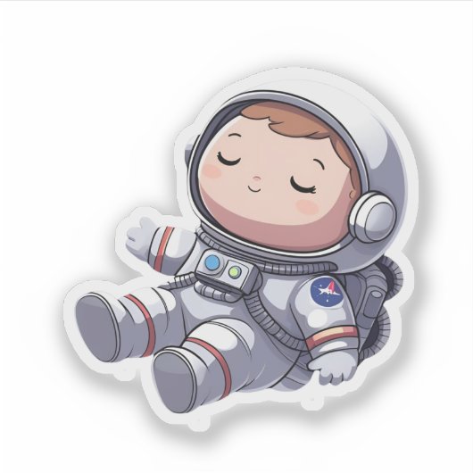 Sleeping Astronaut Sticker: Schattigee & Dromerige Sticker (Voorkant)