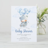 Sleeping Baby Beer Blue Balloons Baby shower Kaart (Staand voorkant)